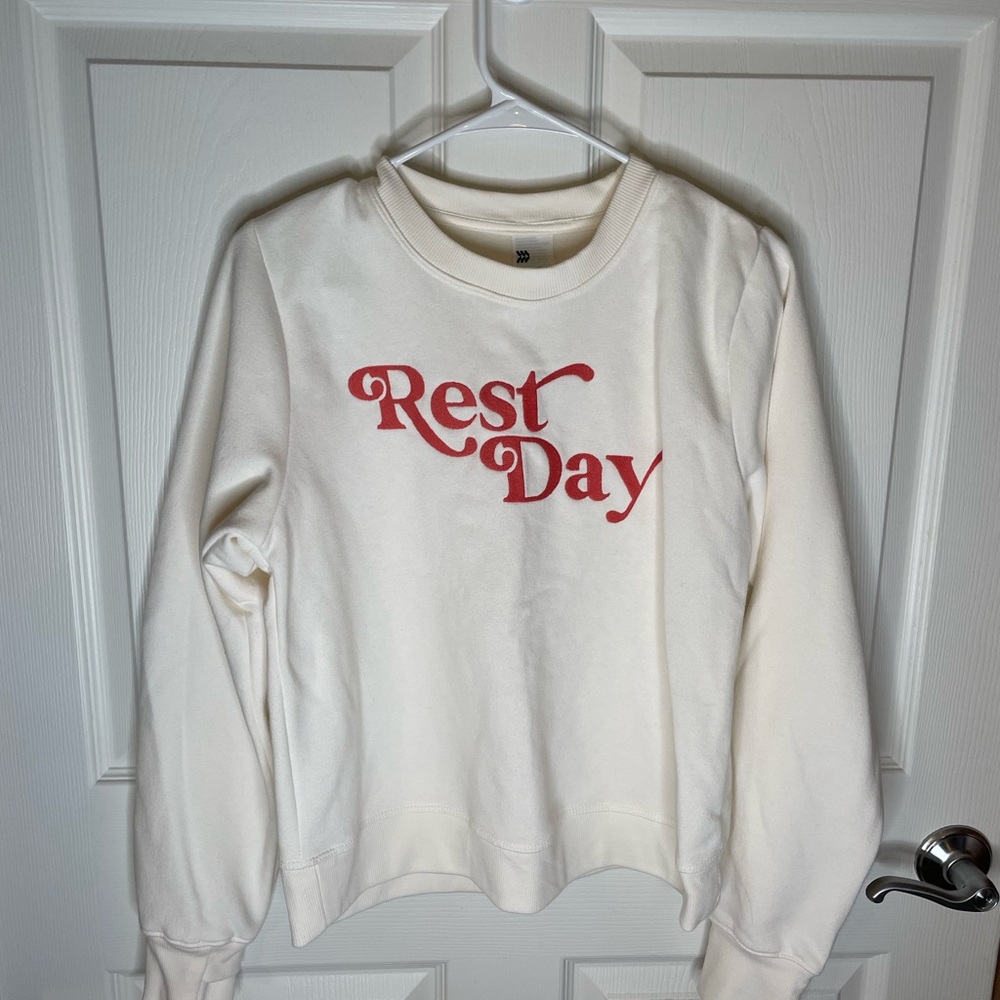 All in Motion Cream and Red Women's Crew Neck Sweater - Picture 3 of 7